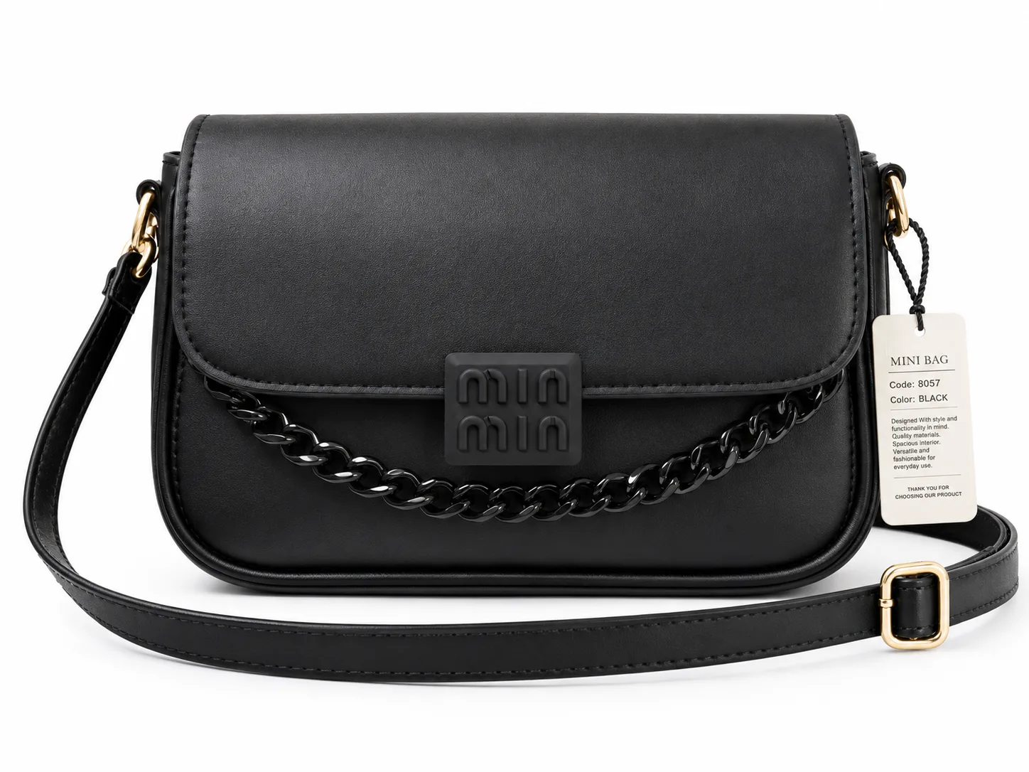 Cartera Mini Bag Negra con Cadena
