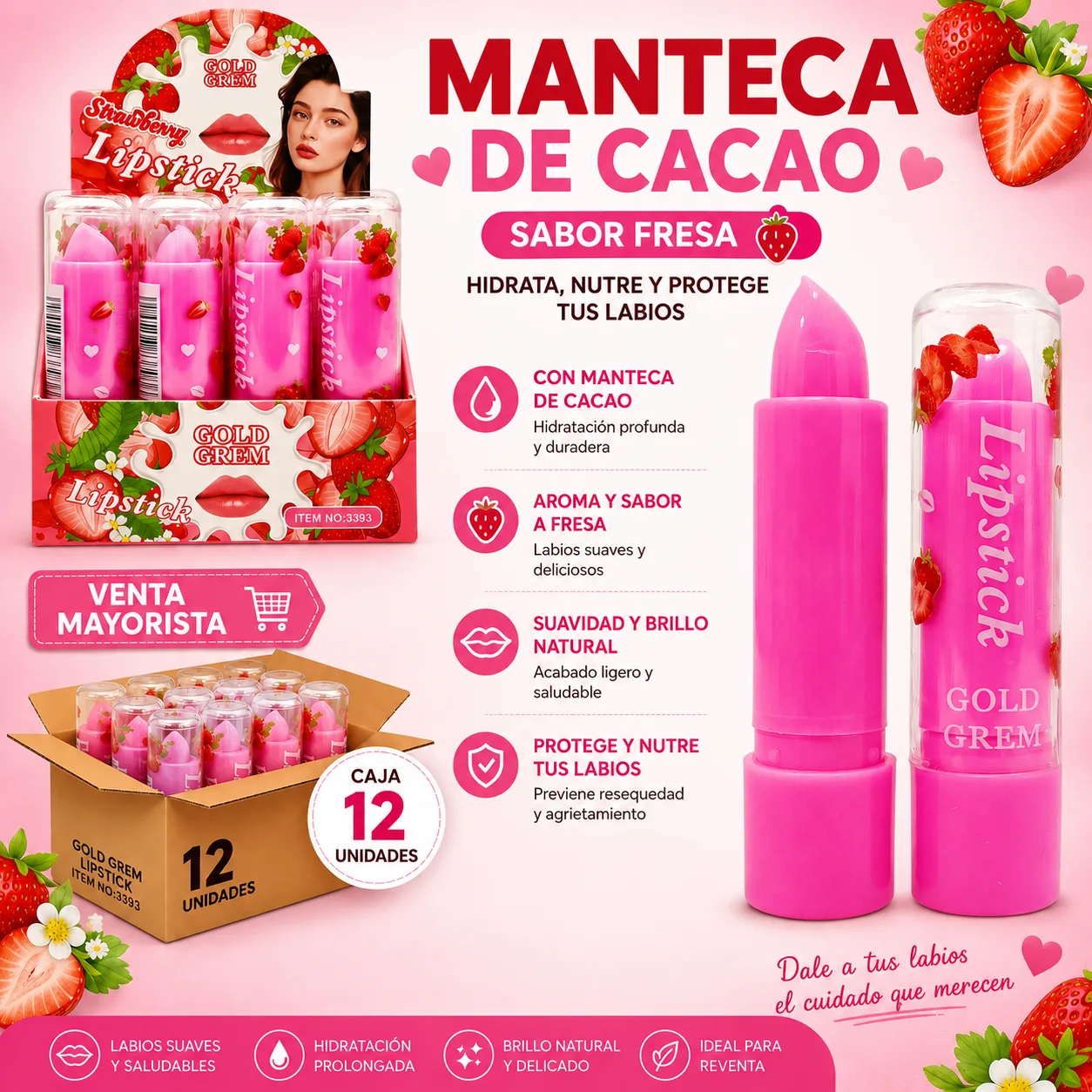 Labial Manteca de Cacao Sabor Fresa