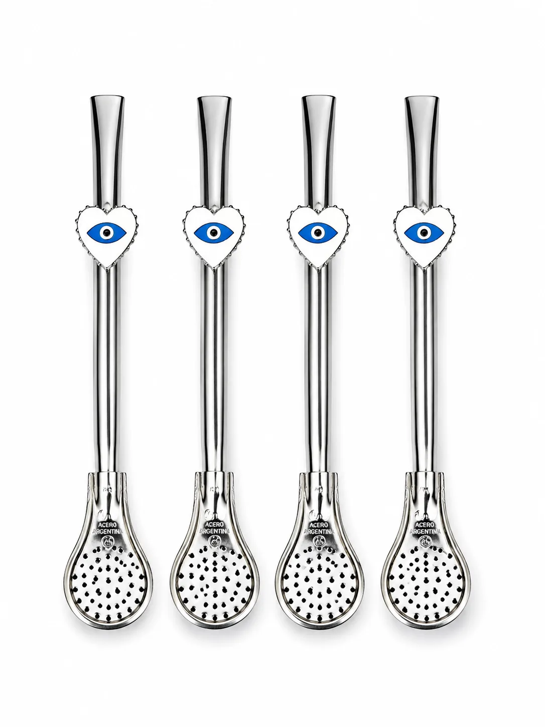 Set de bombillas de acero con ojo turco