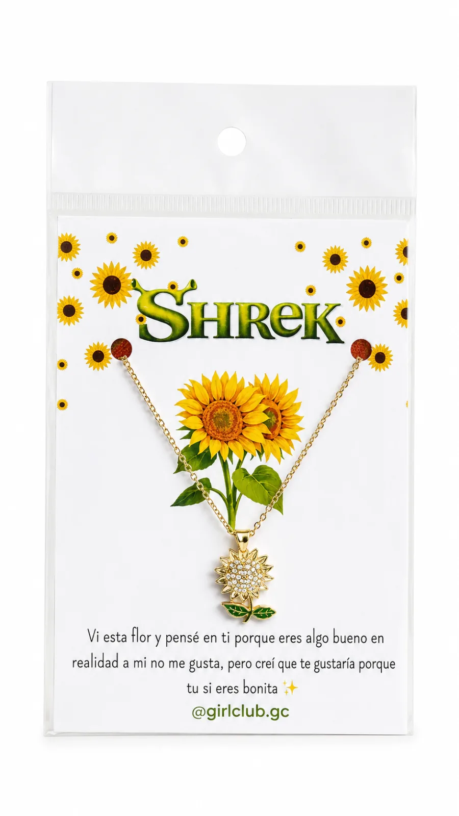 Collar con dije de girasol inspirado en Shrek