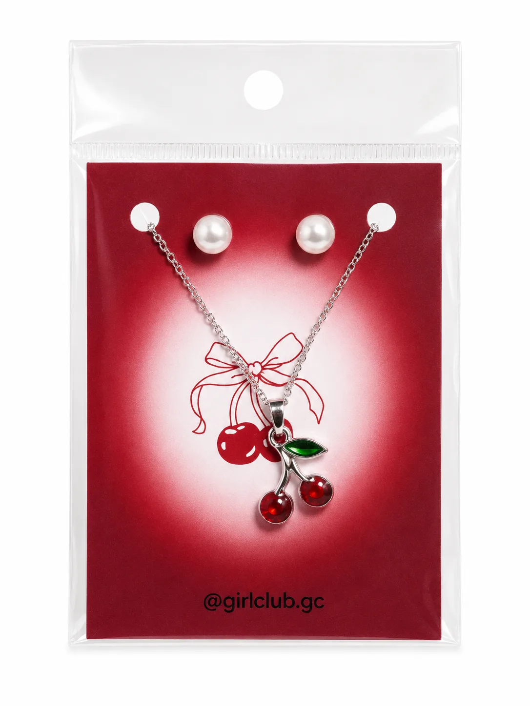 Set de collar y aros de cerezas