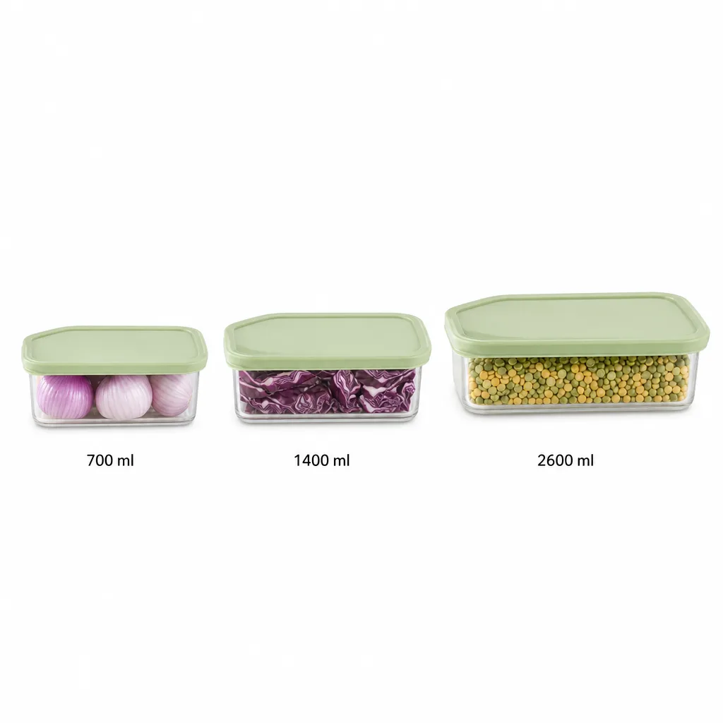 Set de 3 Recipientes Rectangulares con Tapa