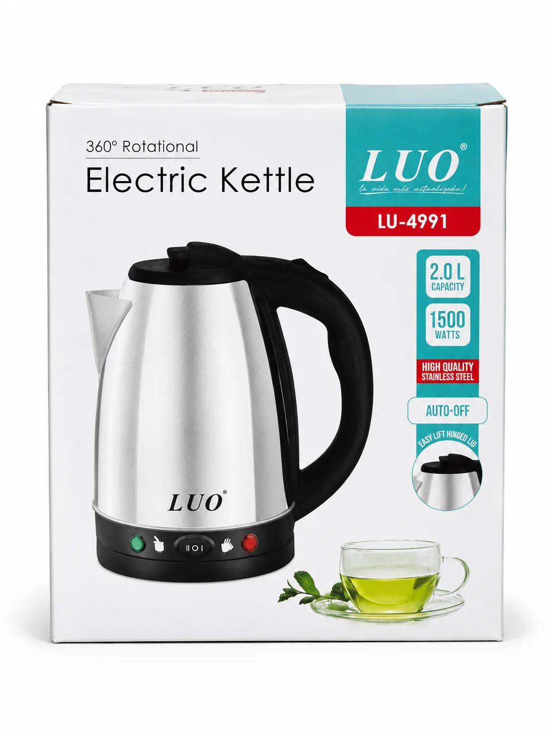 Pava eléctrica LUO de acero inoxidable con capacidad de 2 litros - foto 1