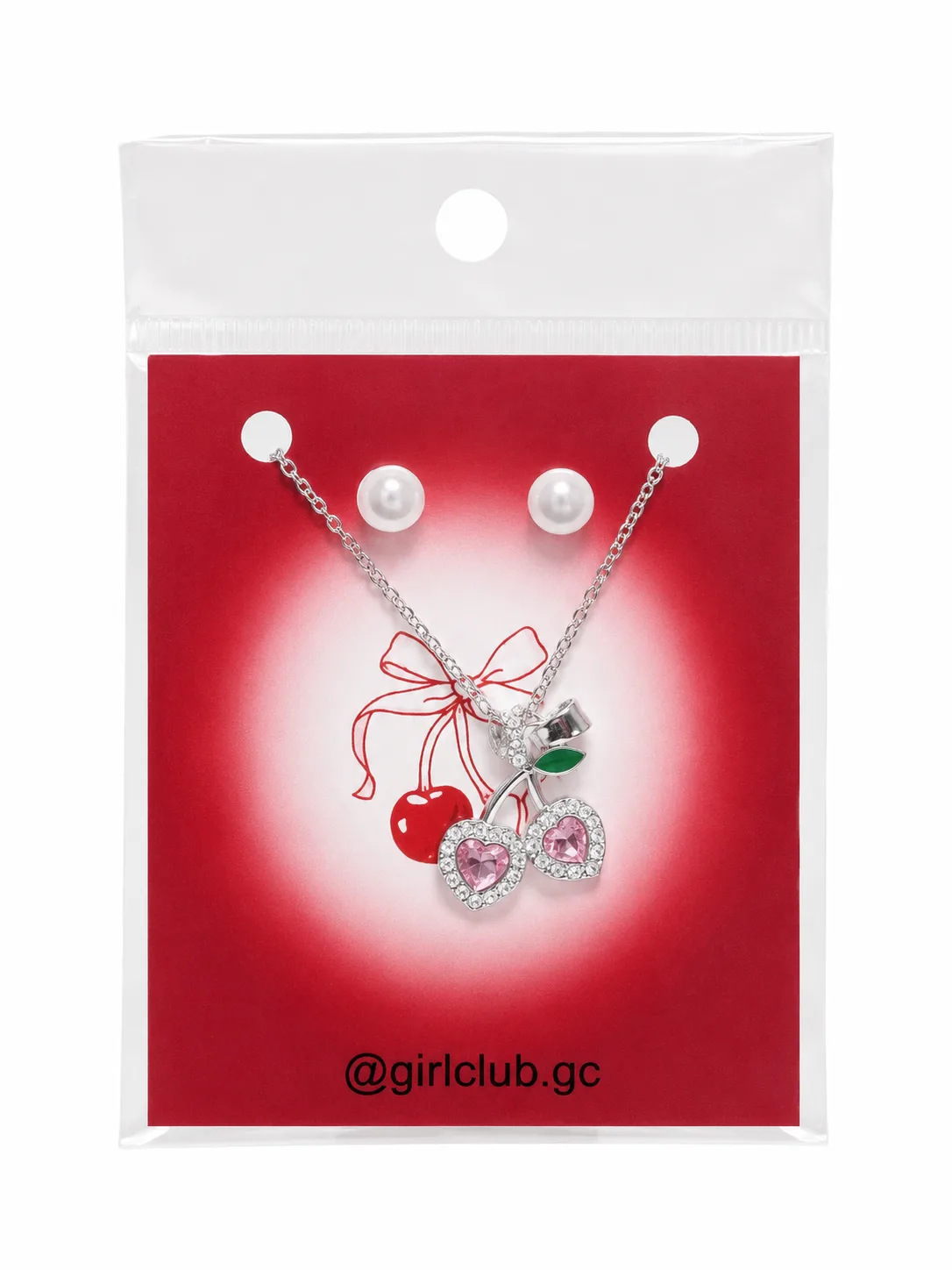 Set de collar y aros con diseño de cerezas - foto 2